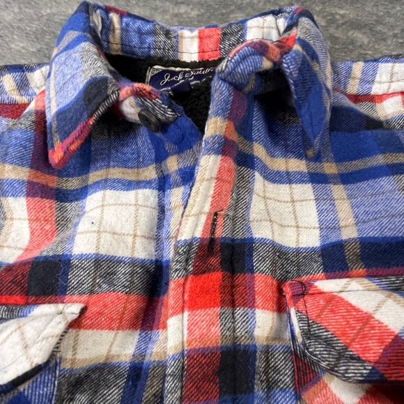 Jack South Jacket Mens Large Flannel Shirt Plaid Fleece Lining Shacket New York - Picture 13 of 13